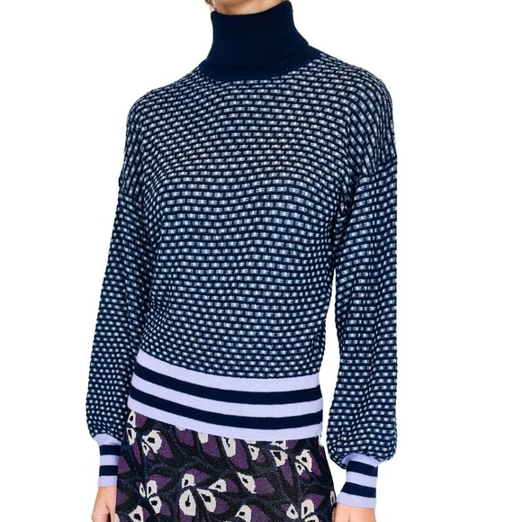 NWT Happy Sheep Turtleneck Ugly Sweater Pullover Fair Isle Striped Cashmere XS - Picture 4 of 12